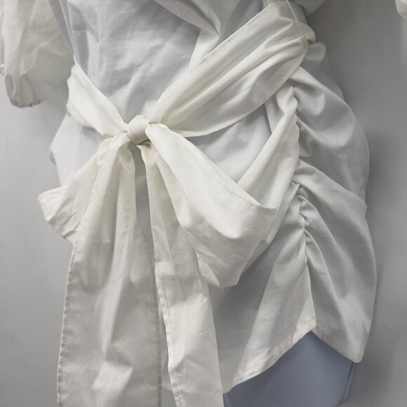 New York & Company 7th Avenue Design Studio Puff Sleeve Tie Front Top S NWT - Picture 4 of 13